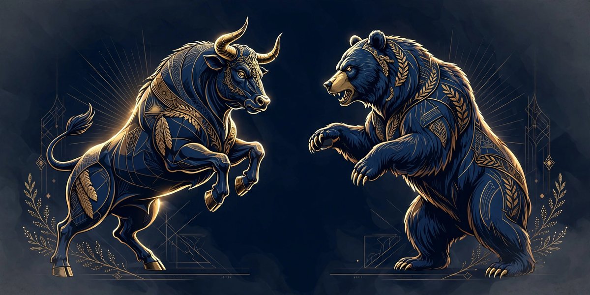 Bull and bear facing off